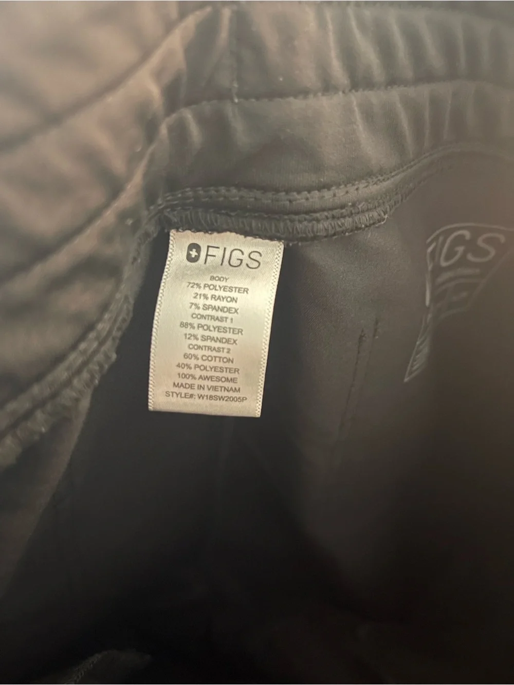 FIGS Black Jogger Pants with Gray Drawstring